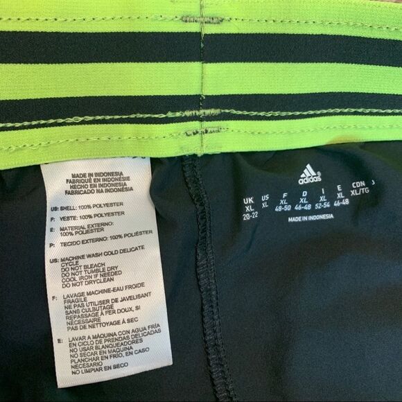 ADIDAS black fluorescent neon yellow running shorts Sz XL - Picture 5 of 10